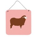 Micasa Merino Sheep Pink Check Wall or Door Hanging Prints6 x 6 in. MI231339